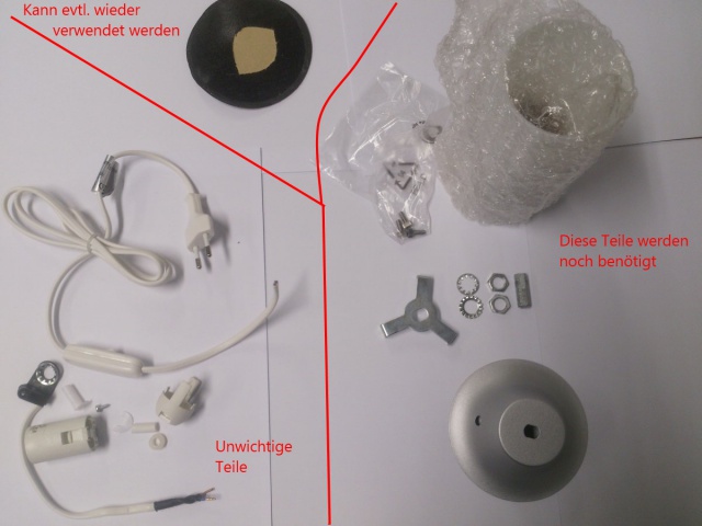 Überblick über die gewonnenen Teile.